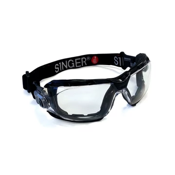 SINGER Zárt viztiszta védőszemüveg pára és karcmentes bevonattal elasztikus pánttal és kivehető habkerettel